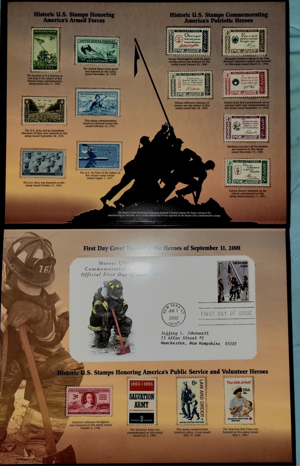 Postal Commemorative Society Honoring USA Heroes Historic Stamps