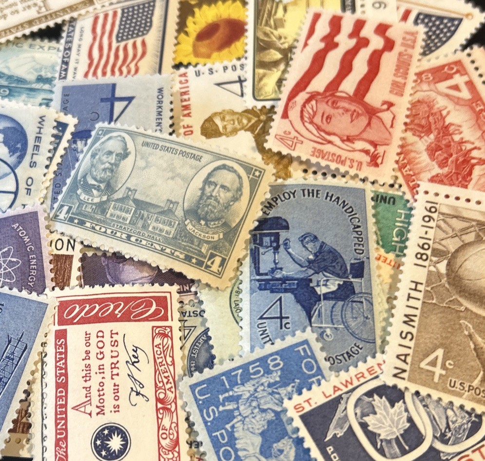 50 MNH OLD All Different Vintage 4 cent stamps–some Over 80 Years Old