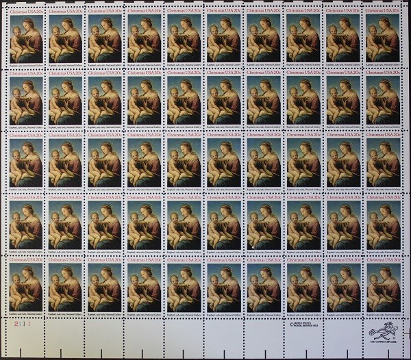 United States 20¢ 1983 CHRISTMAS MADONNA #2063 MNH Full Sheet FACE VALUE