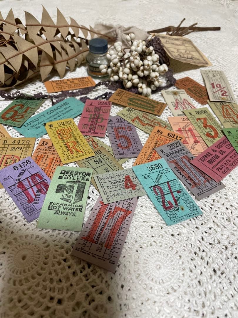 Vintage bus block ticket collection overseas 32 sheets paper junk AA