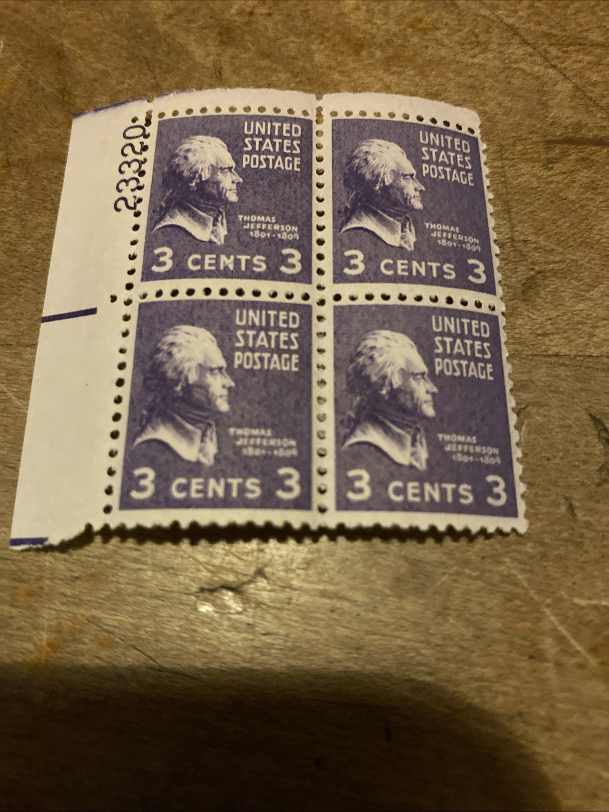 Vintage Rare 1932 Violet Thomas Jefferson 3 Cent US Postage Stamp Mint 1801-1809
