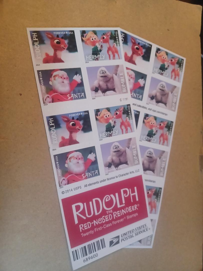 Rudolph the Red-Nosed Reindeer Forever Stamps Lot of 2 Booklets 40 Stamps