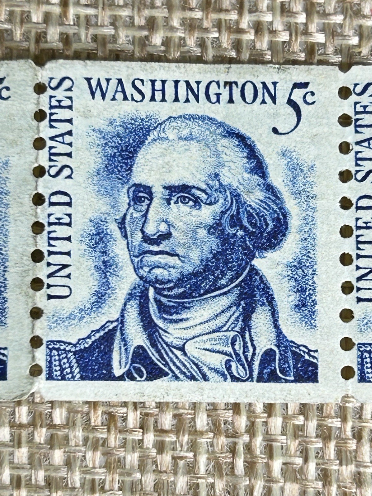 1966 3 US 5 Cent George Washington Stamp Blue Unused Rare Vintage
