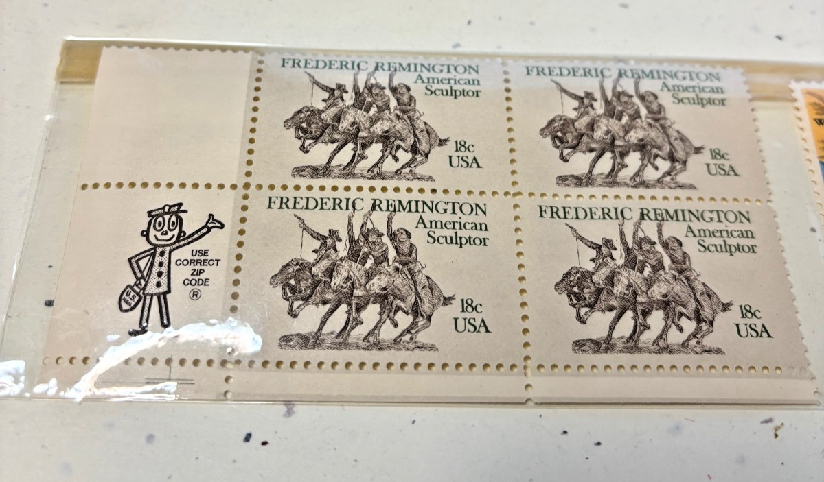 FREDERIC REMINGTON-American Sculptur -Block/4 Collectible MNH 1981 18C Stamps