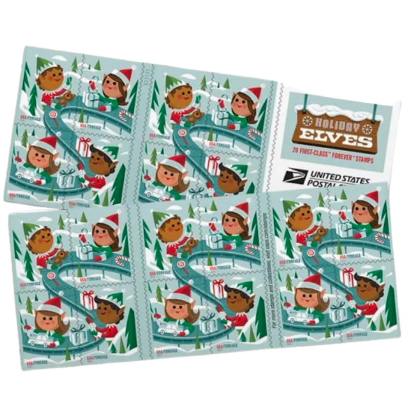 USPS Holiday Elves Forever Stamps – Booklet of 20 First Class Forever Stamps