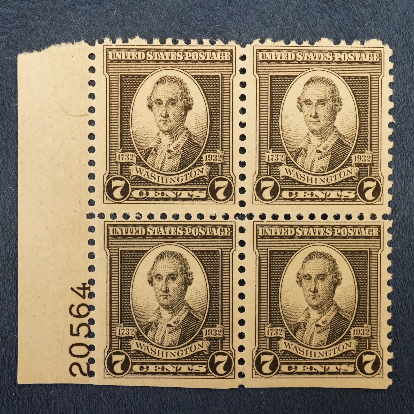 1932 U.S. 1/2c-10c Mint Plate Stamp Blocks, Never Hinged, No 3c – Free Ship USA