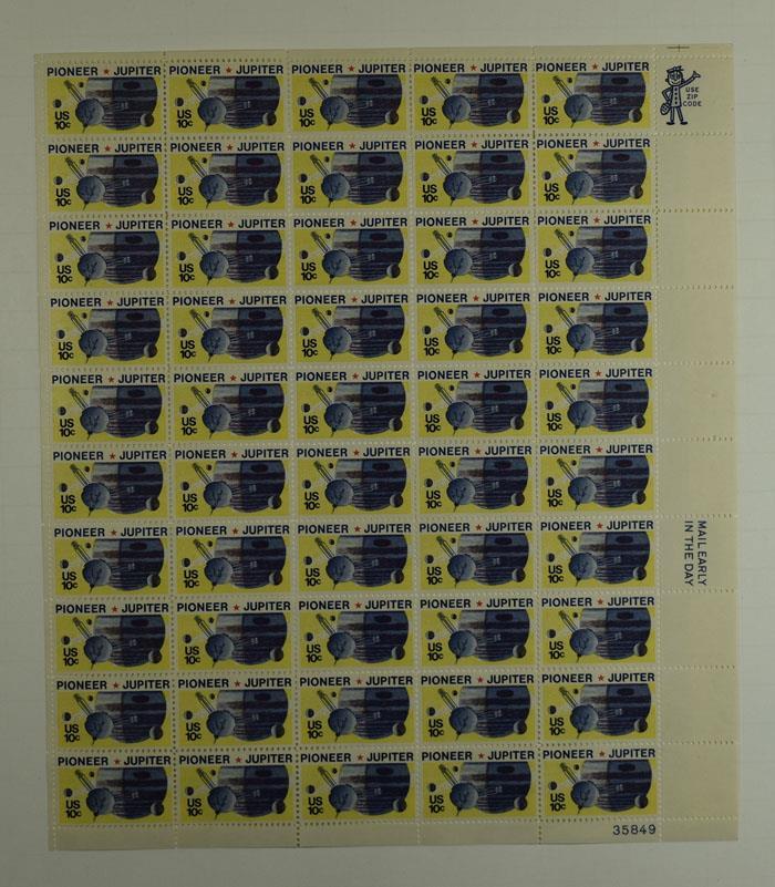 US SCOTT 1556 PANE OF 50 PIONEER JUPITER STAMPS 10 CENT FACE MNH