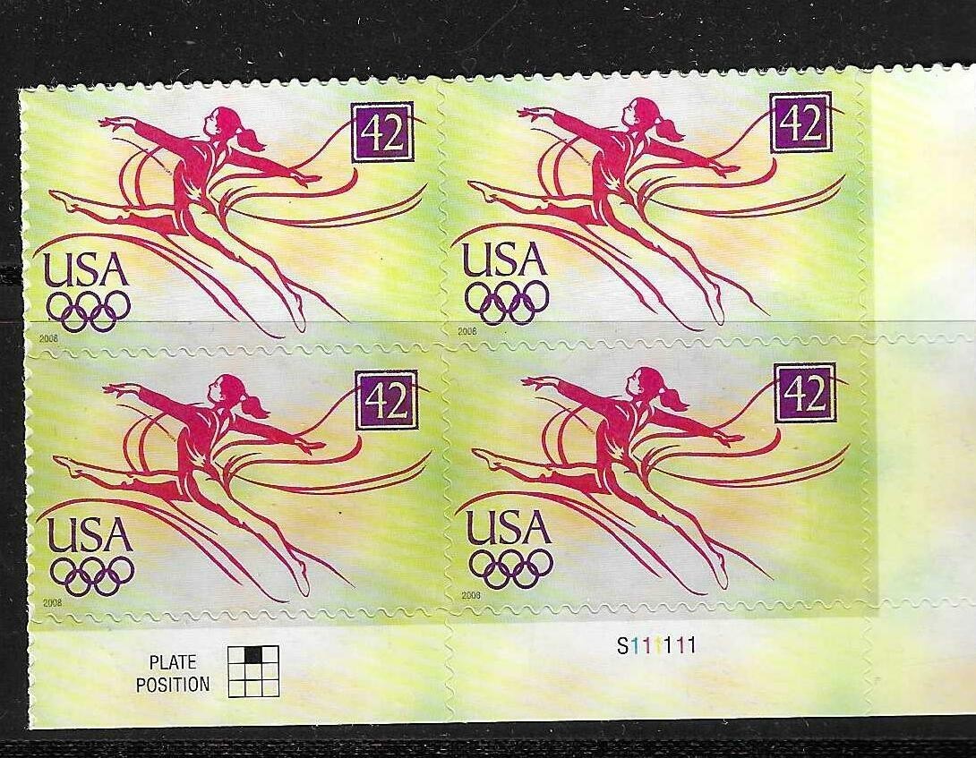 USA SC # 4334 Olympic Games Beijing China 2008 – Gymnast – / BLK4 . MNH