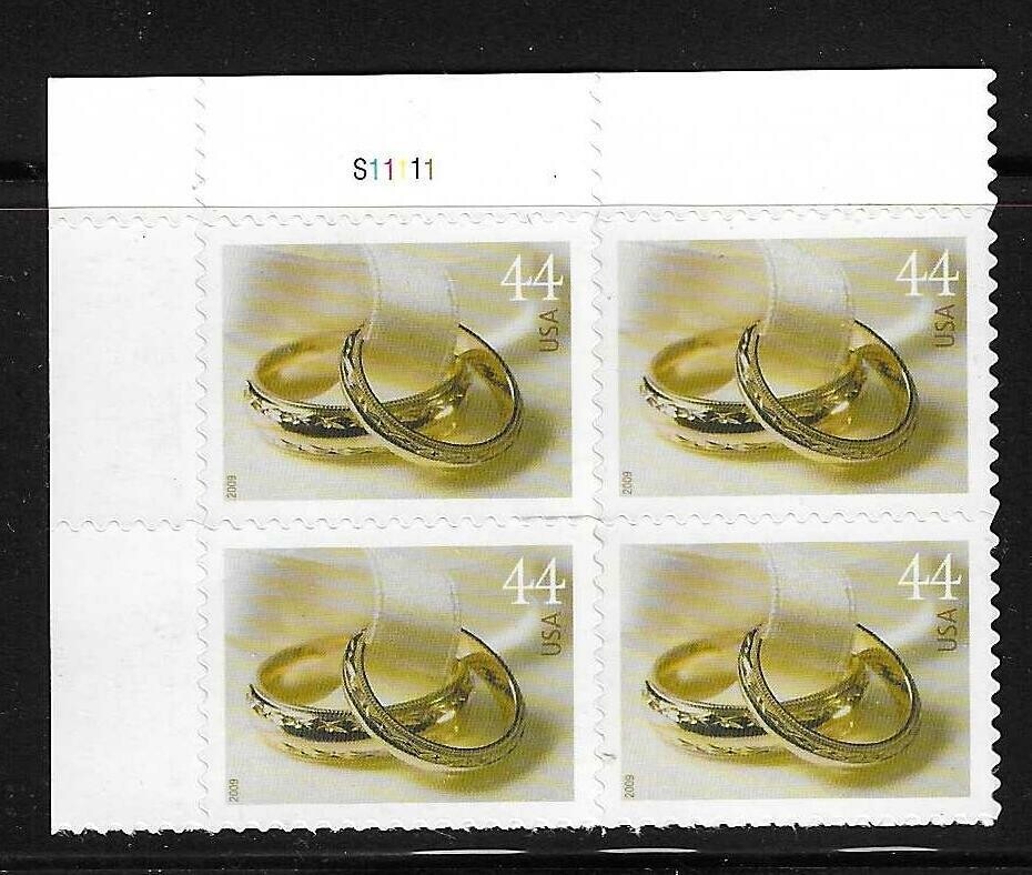 USA SC # 4397 Wedding Rings , BLK4 Plate Number . MNH..