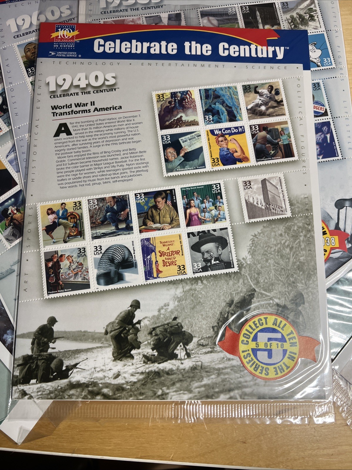 New Sealed CELEBRATE THE CENTURY 1900-1990. Complete 10 Sheet Set US Stamps