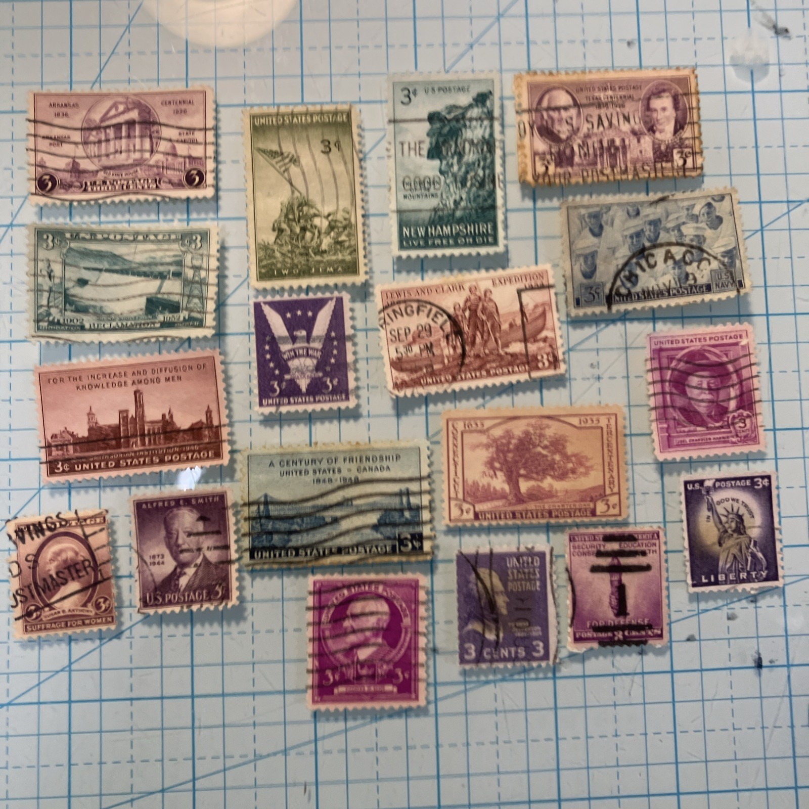 18 USED/Cancelled Vtg. 3 USA Stamps; 1924-1958 mixed Lot. $1 Ships. LOOK! DEAL!