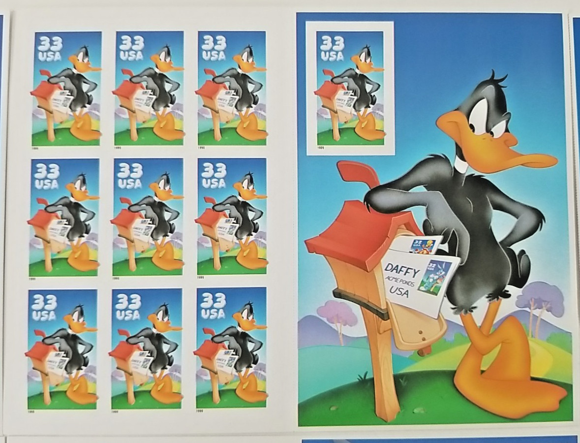 Lot of 60 Stamps – 5 Booklets Single Pages & Singles Bugs Bunny Set Looney Tunes
