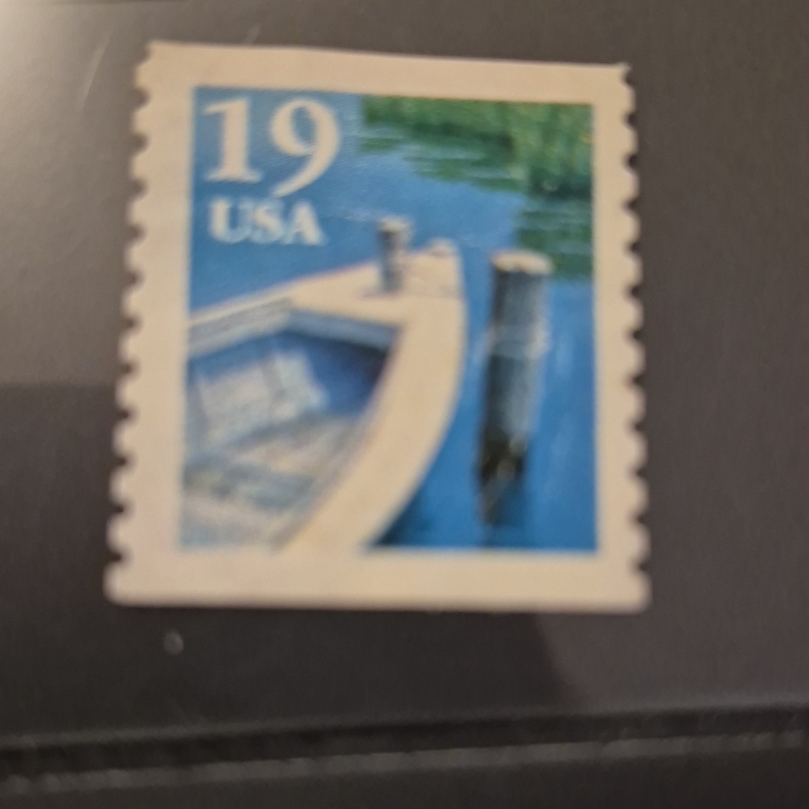 Boat Dock 19 Cent USA Postage Stamp Boating Blue White Green