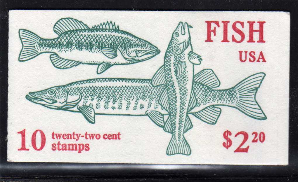 BK154 Fish Full Booklet of 10 X 22 cent stamps # 2209