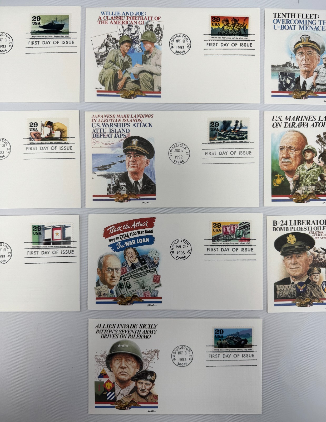 10 Fleetwood First Day Covers World War II Commemorative Series WWII Allied