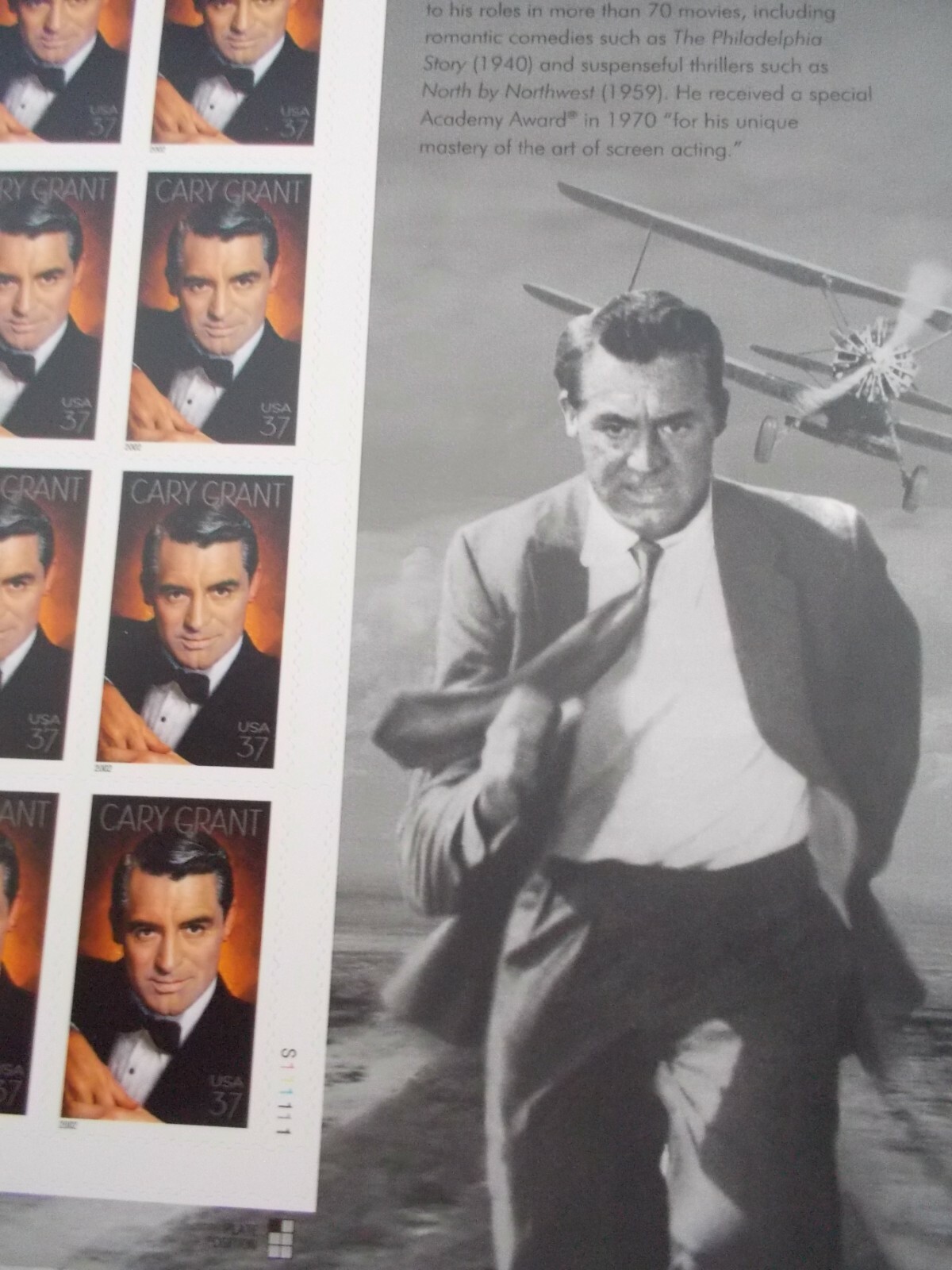 #3692 LEGEND OF HOLLYWOOD CARY GRANT Sheet of 20 37 CENT STAMPS 2002 MNH