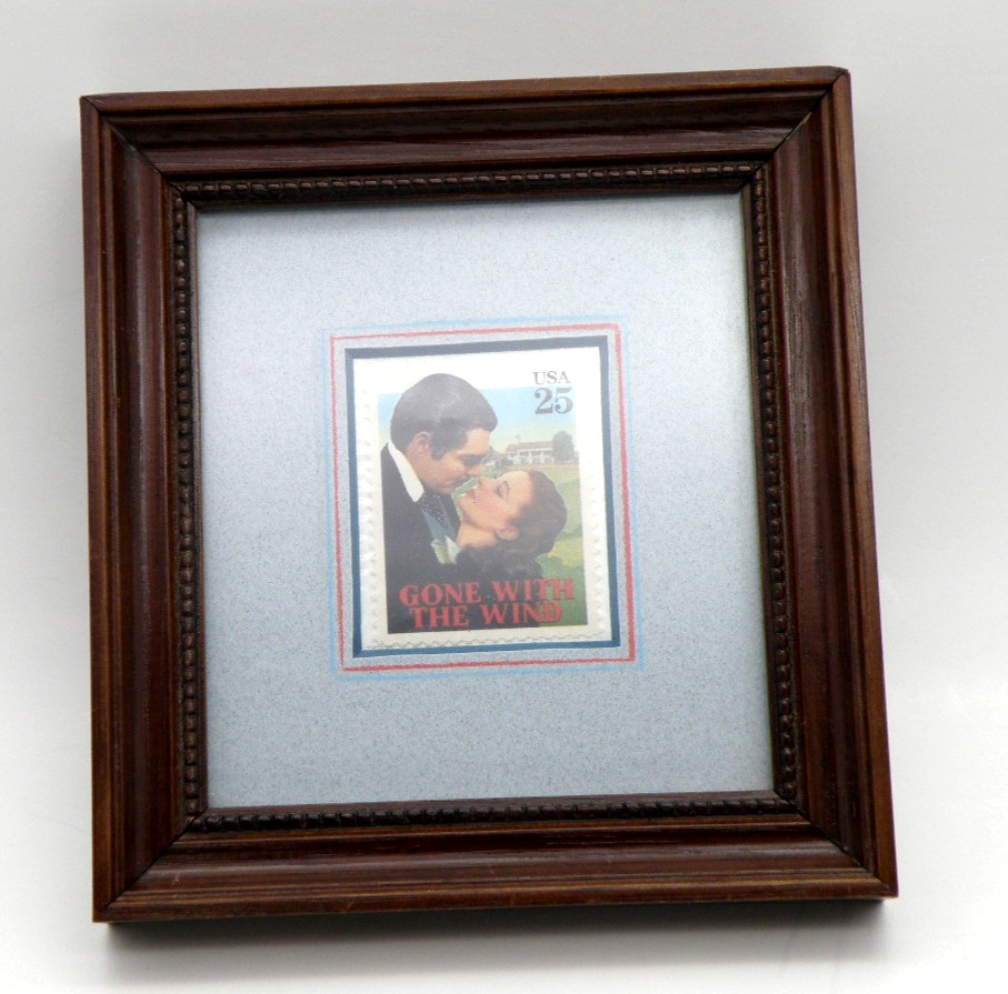 Gone With The Wind Vintage 1990 Framed 25¢ US Stamp Unhinged 4″ x 4.5″ Frame