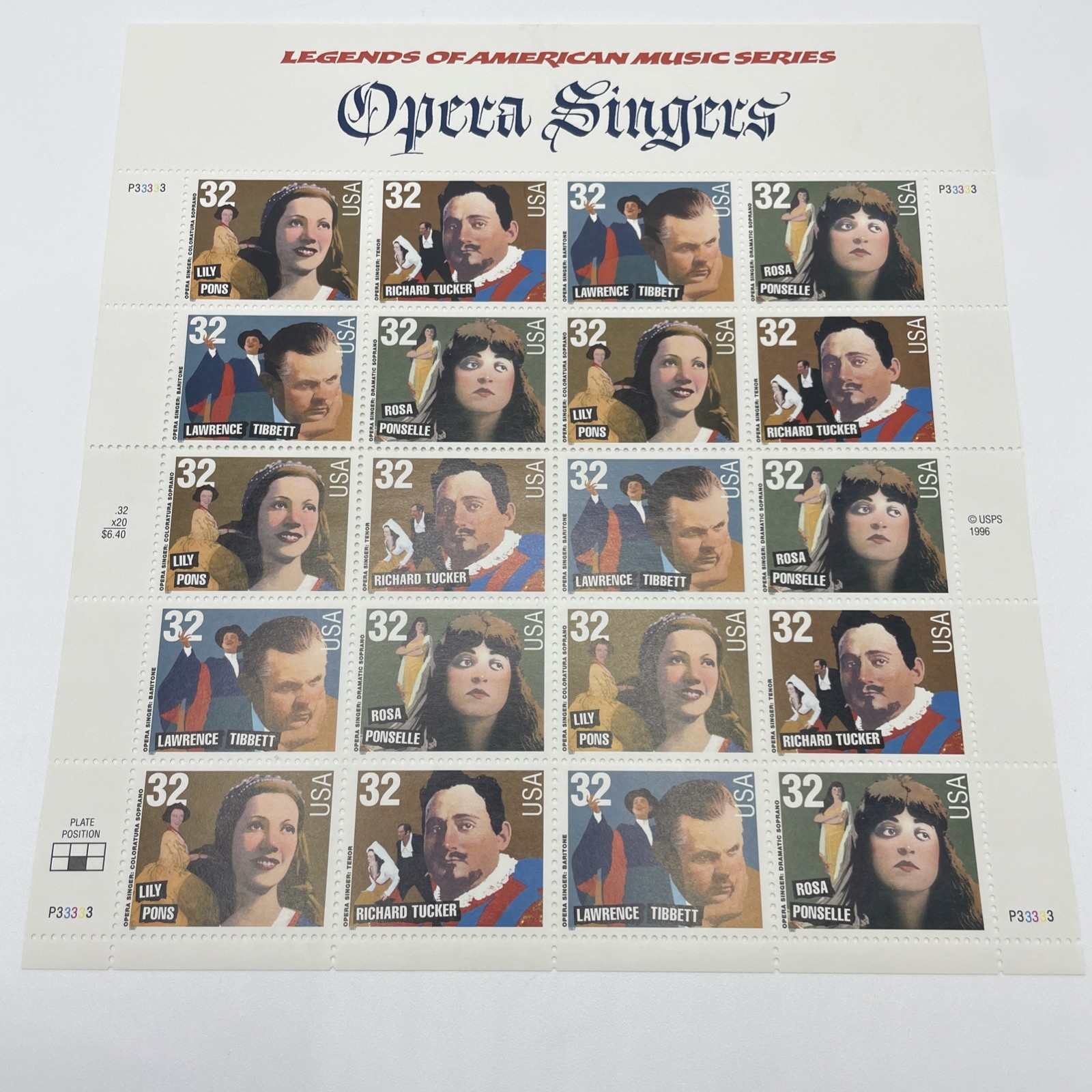 Lot 3 USPS Stamps MNH Sheets American Music Series: Opera, Jazz, Composers