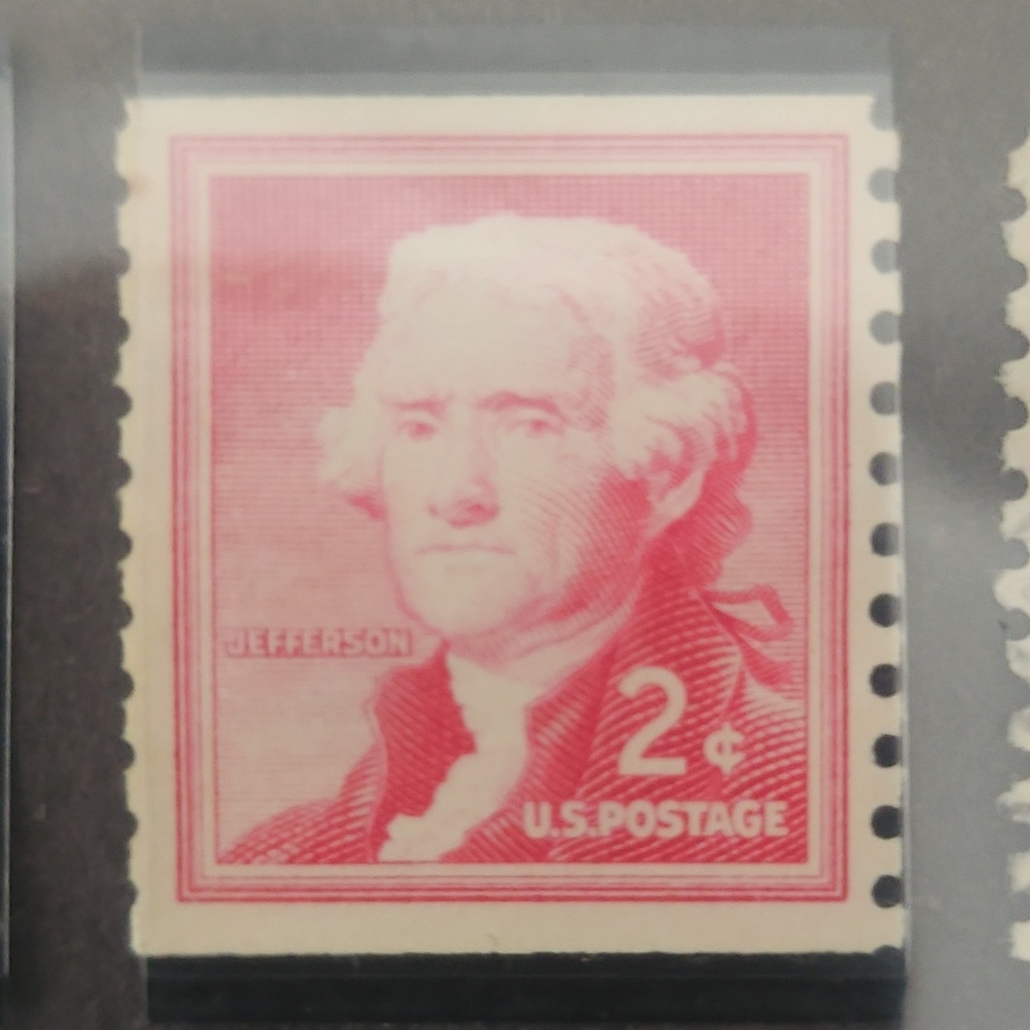 US Postage Thomas Jefferson 2 Cent Red Stamp Mint Never Hinged MNH Single