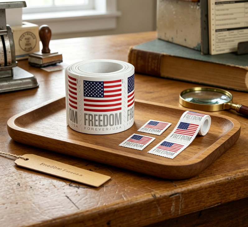 2023 USA Freedom Flag Coil Stamps Red White Blue – 100 Count Roll