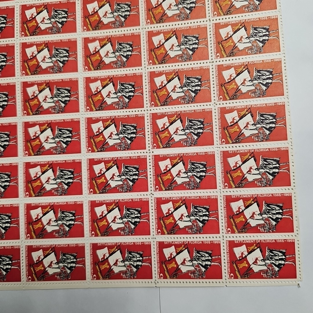 Stamp US Postage 5c 5 Cent Sheet OF 50 Stamps Settlement Of Florida 1565-1965