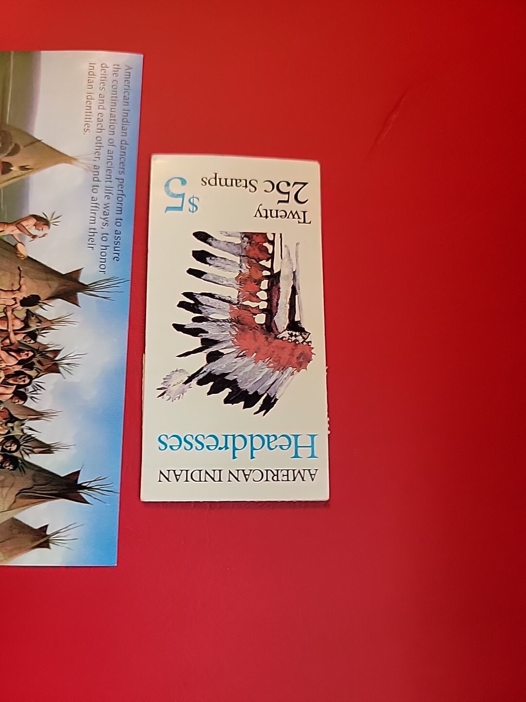 Indian headdress 5@.25=$1.25 + American Indian Dances 20@.32=$6.40 ($7.65 Total)