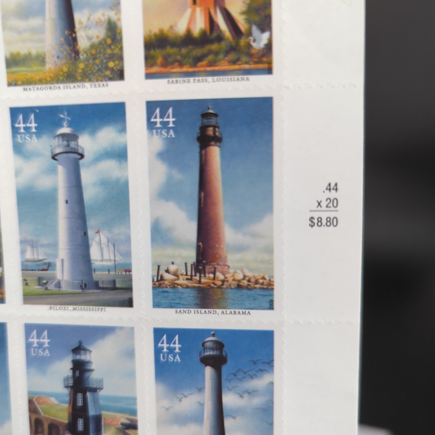 United States 44¢ Gulf Coast Lighthouses Postage Stamp #4409-13 MNH Sheet
