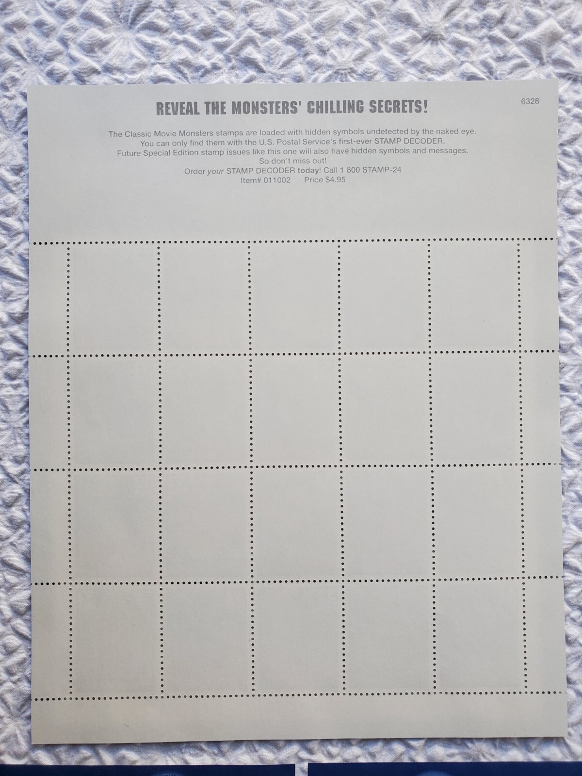 United States 32¢ Movie Monsters Postage Stamp #3168-72 MNH Full Sheet New