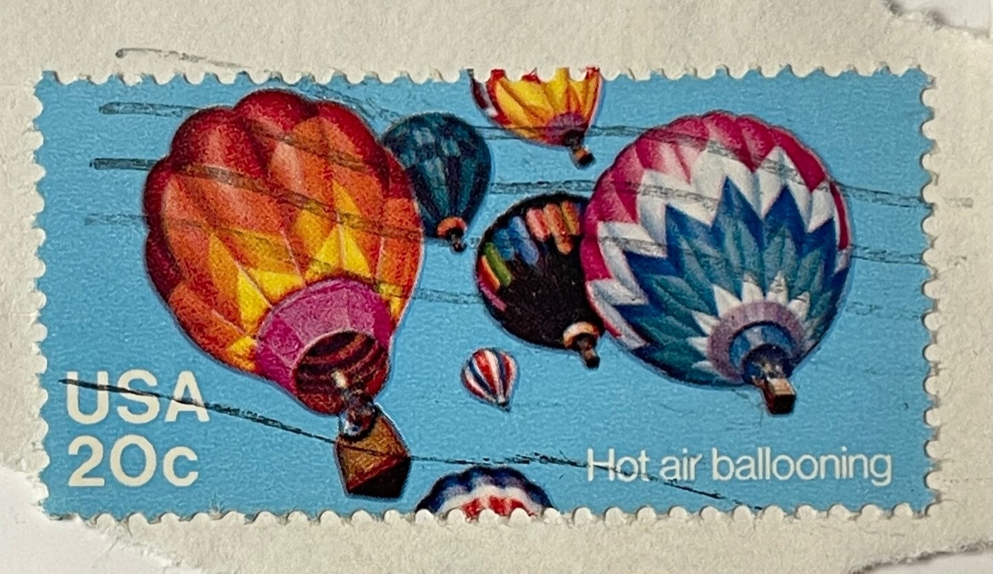 United States USA Postage Stamp 20 Cents Hot Air Ballooning Cancelled