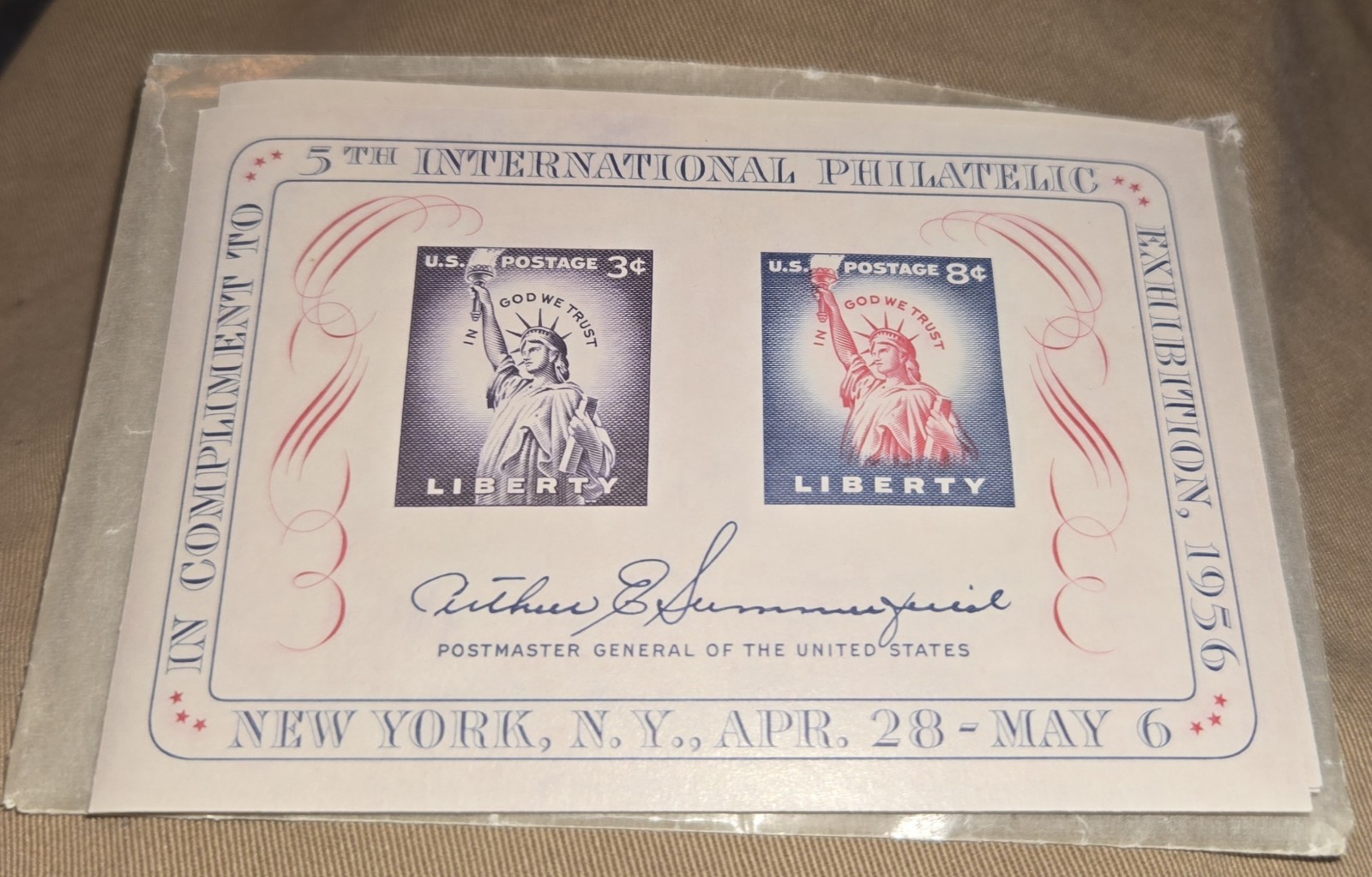 5th INTERNATIONAL PHILATELIC EXHIBITION NYC 25 CT, 6TH WASHINGTON 60 CT MINT