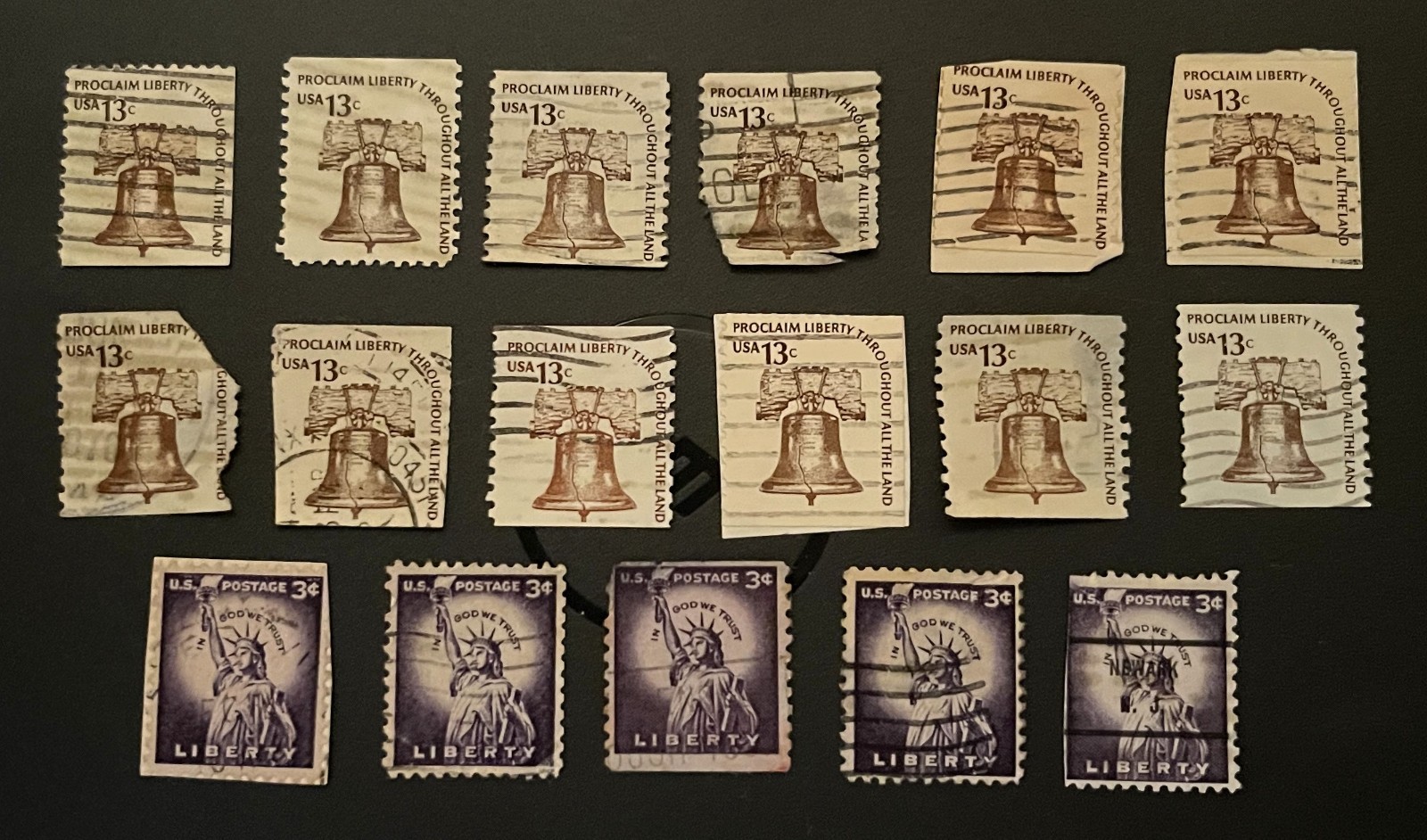 U.S. Stamp’s – Liberty Bell and Statue of Liberty.