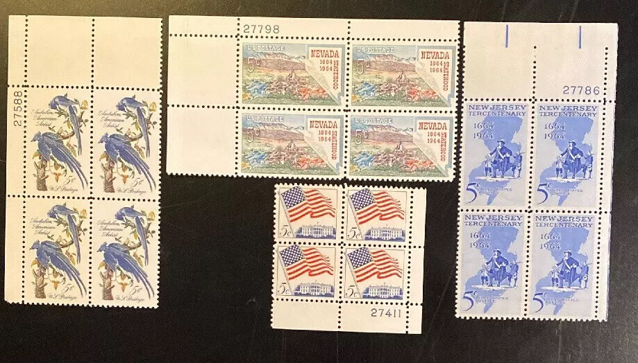 4 Different 5 Cent MNH Plate Blocks…as Pictured… Lot 59