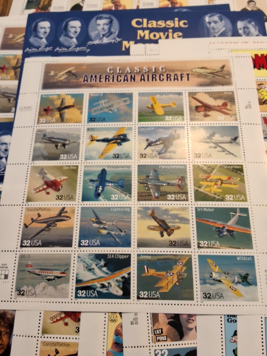 $147.20 FV Unused U.S. 32 Cent Stamps MNH Sheets Good Variety + Free Ship
