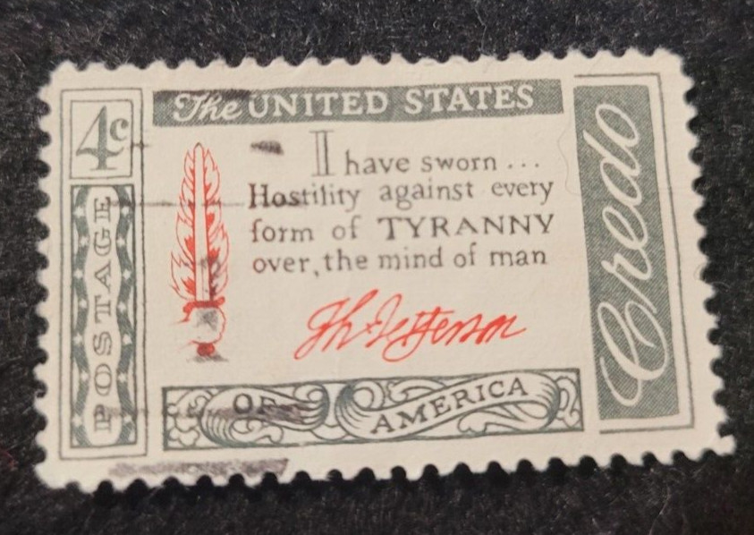 # 1141 – 1960 4c American Credo: Thomas Jefferson Used 1 Stamp + 2 FREE Stamps