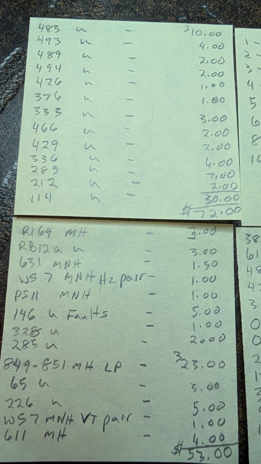 USA #R169 – 237 Mix. Mnh , MH U Some With Faults. Cat $417.