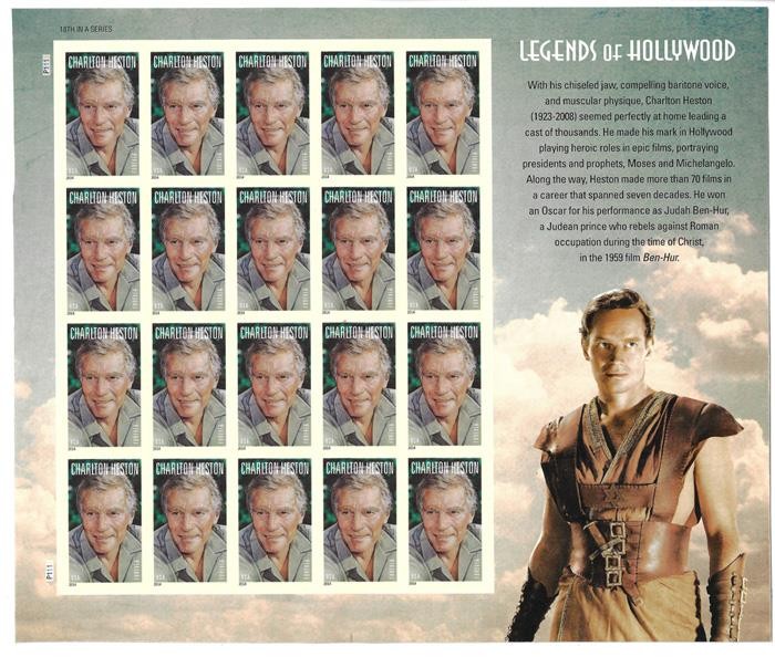 US SCOTT 4892 PANE OF 20 CHARLTON HESTON FOREVER STAMPS MNH