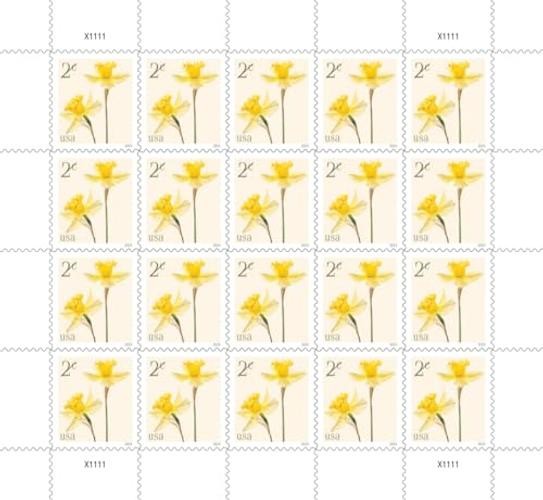 Daffodils 2024 2-Cent (Sheet of 20) Denominated Mail-Use Additional 20 Stamps