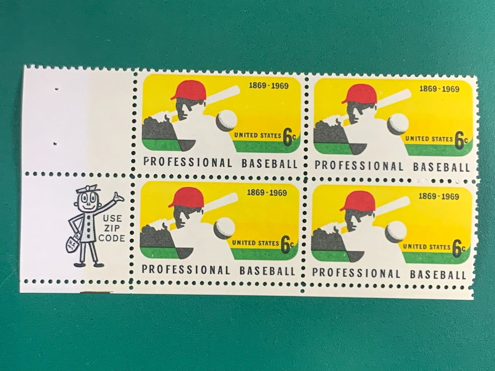 US Postage Professional Basketball 1969 6Cents Plate Block Stamps Unused