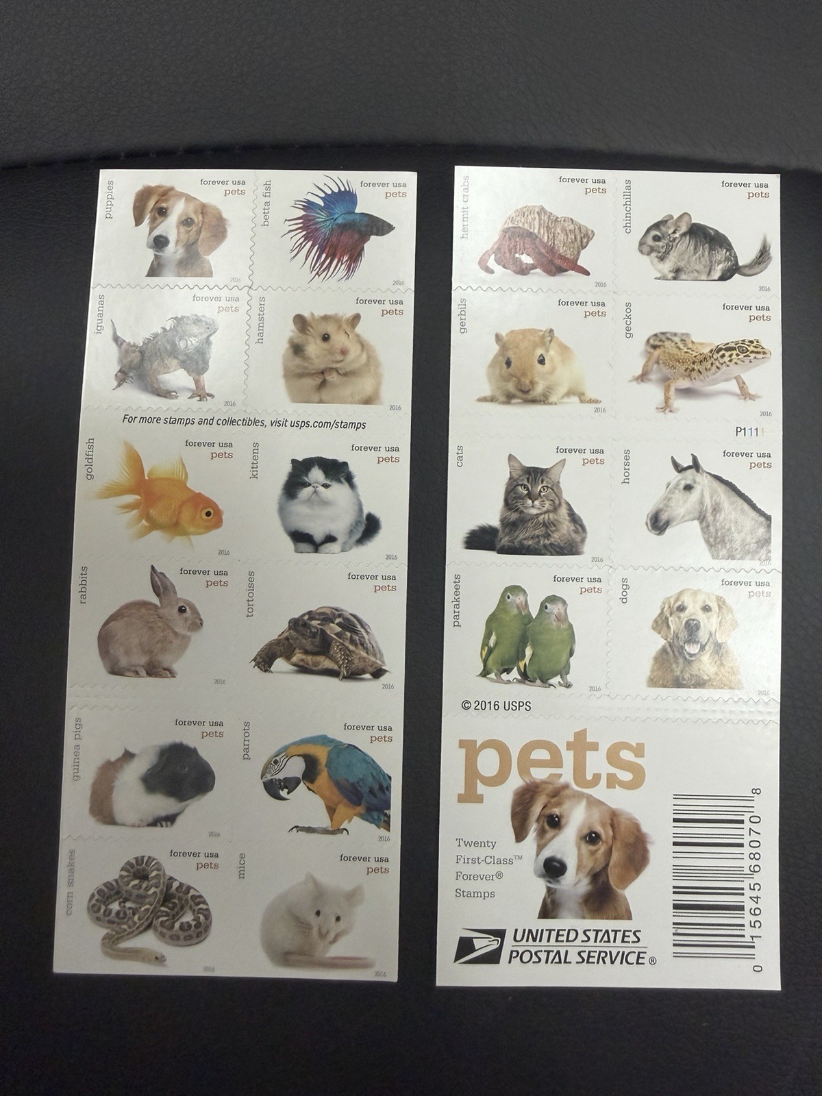 2016 “PETS” 20 USPS Forever Stamps First Class FV – Free Shipping!