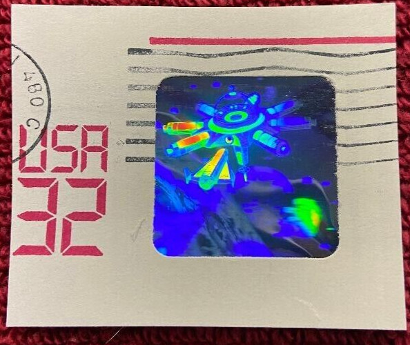 Hologram Stamp 32 Cents Holographic Stamp cut from Envelope Beautiful (.0923)
