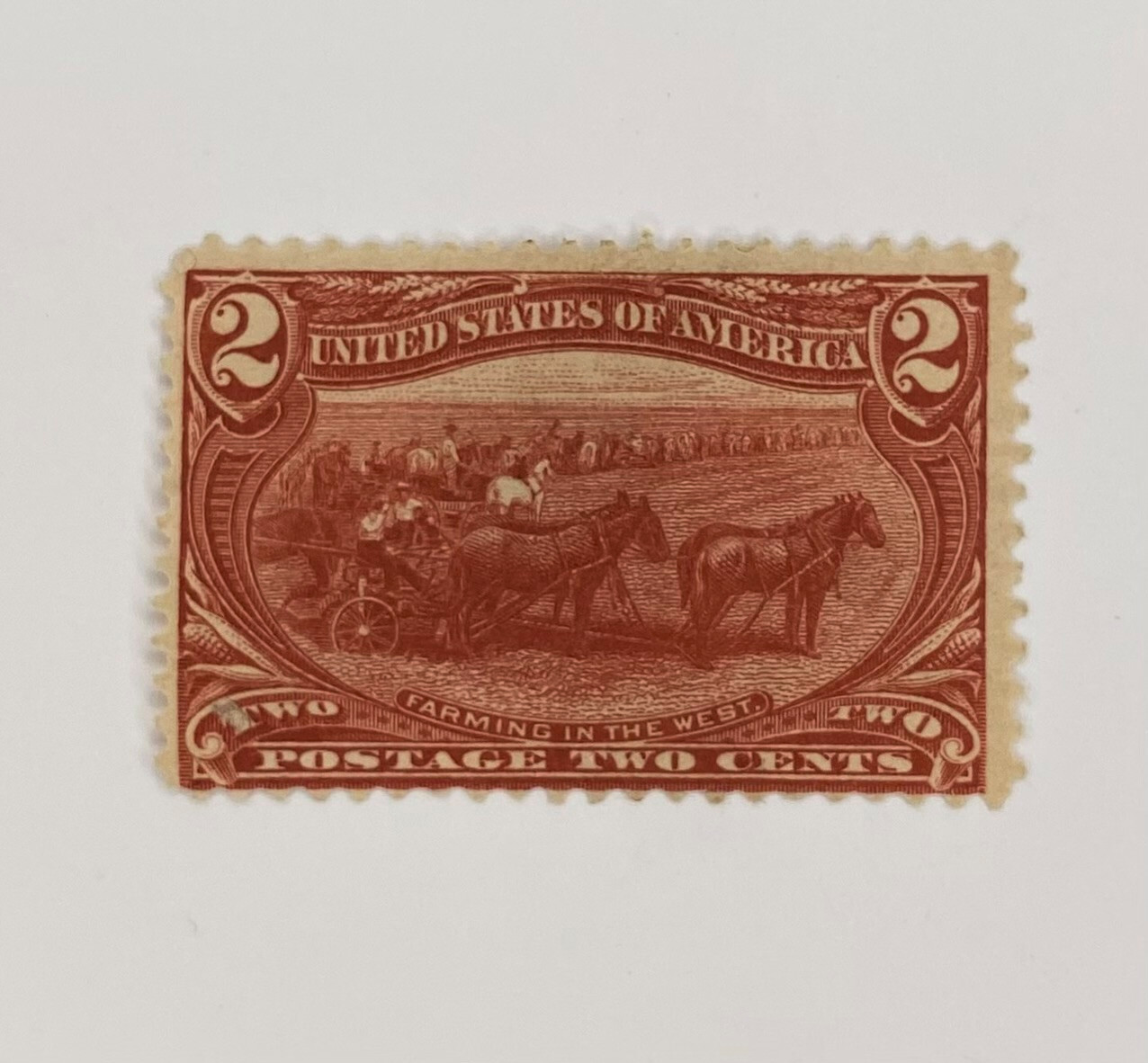 Farming in the West U.S. #286 red 2 cent stamp 1898 Mint OG HR M2012