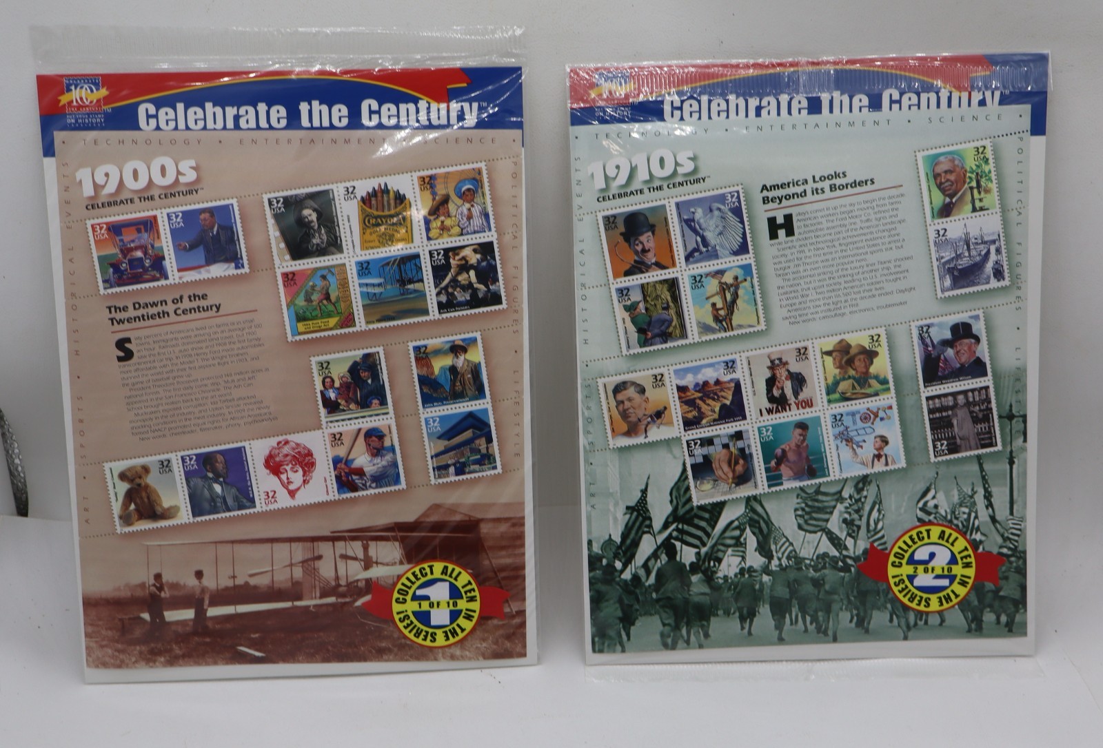 USPS CELEBRATE THE CENTURY Postage Stamp Set 1900’s and 1910’s Sealed