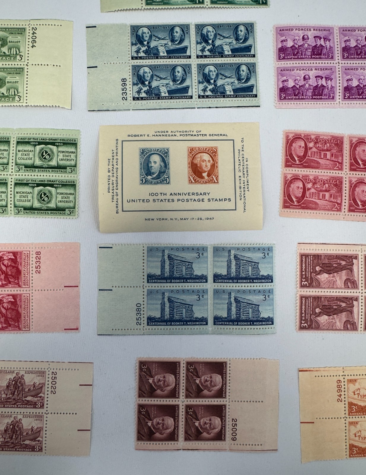 Mint US Plate Blocks 1947 CIPEX Souvenir Sheet MNH FDR Franklin Lewis Clark