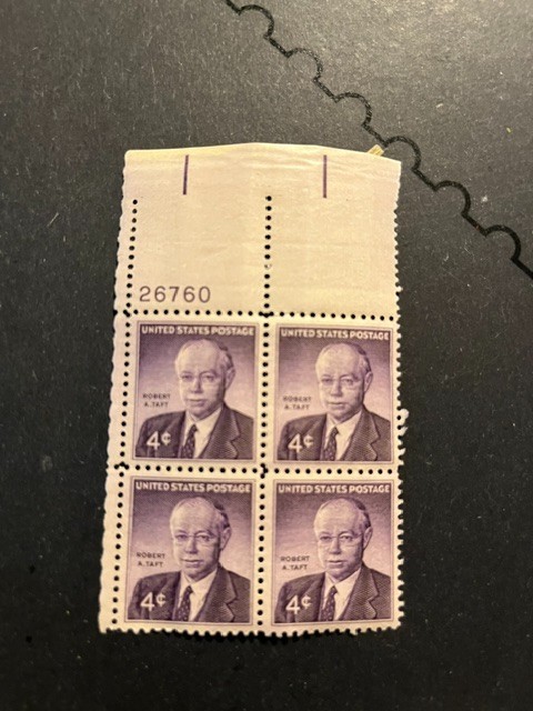 Scott #1161. 1960. 4c Robert A. Taft plate block of 4. MNH. free shipping