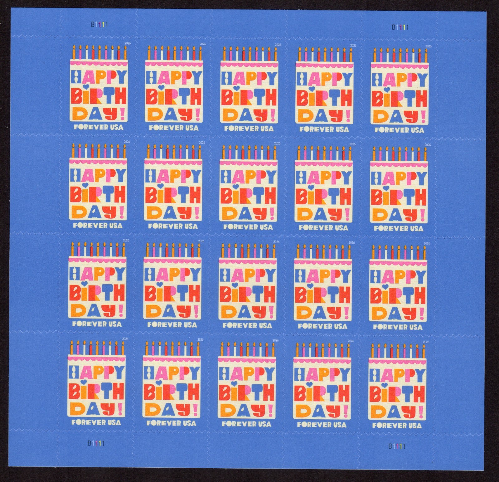 USPS Happy Birthday Full Sheet of 20 Forever Stamps – MNH In Stock (6069)