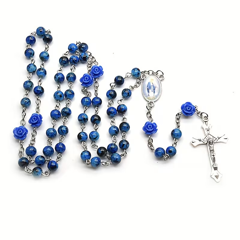 Blue Army of our Lady Rosary 20 inches beautifully crafted free shipping!