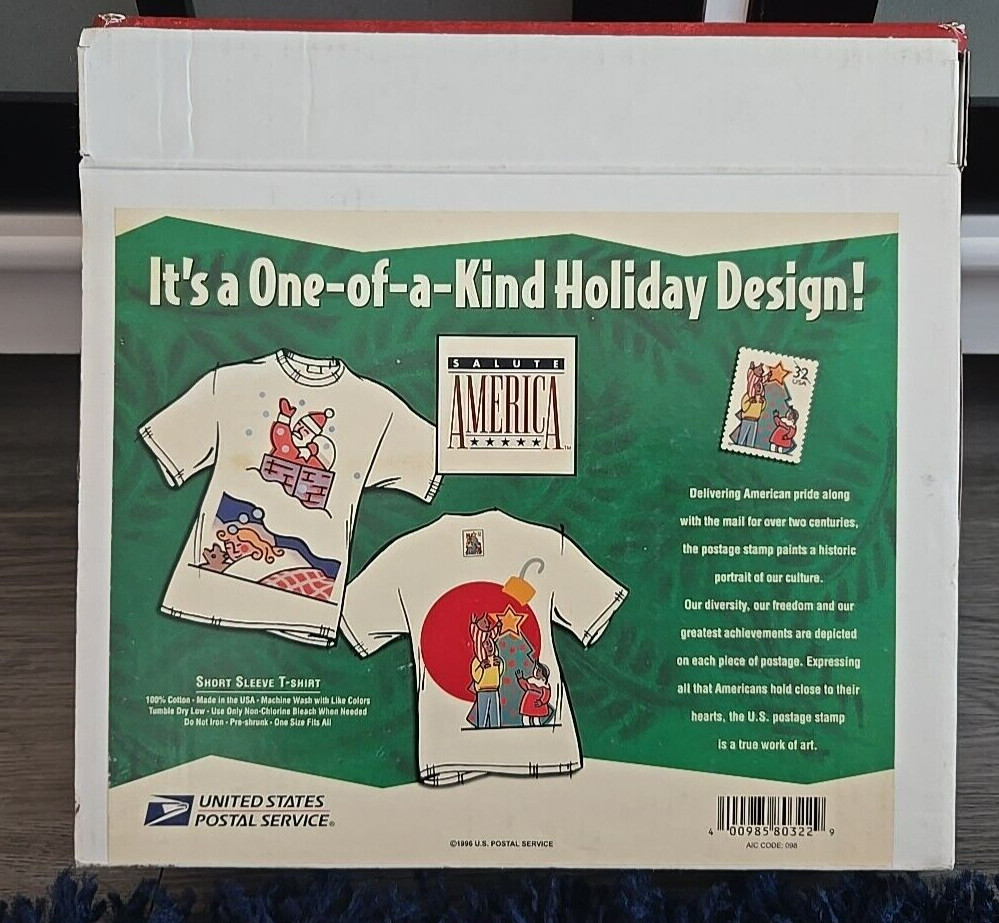 NEW NOS 1996 Tultex USPS United States Postal Service Christmas Stamp T-Shirt XL