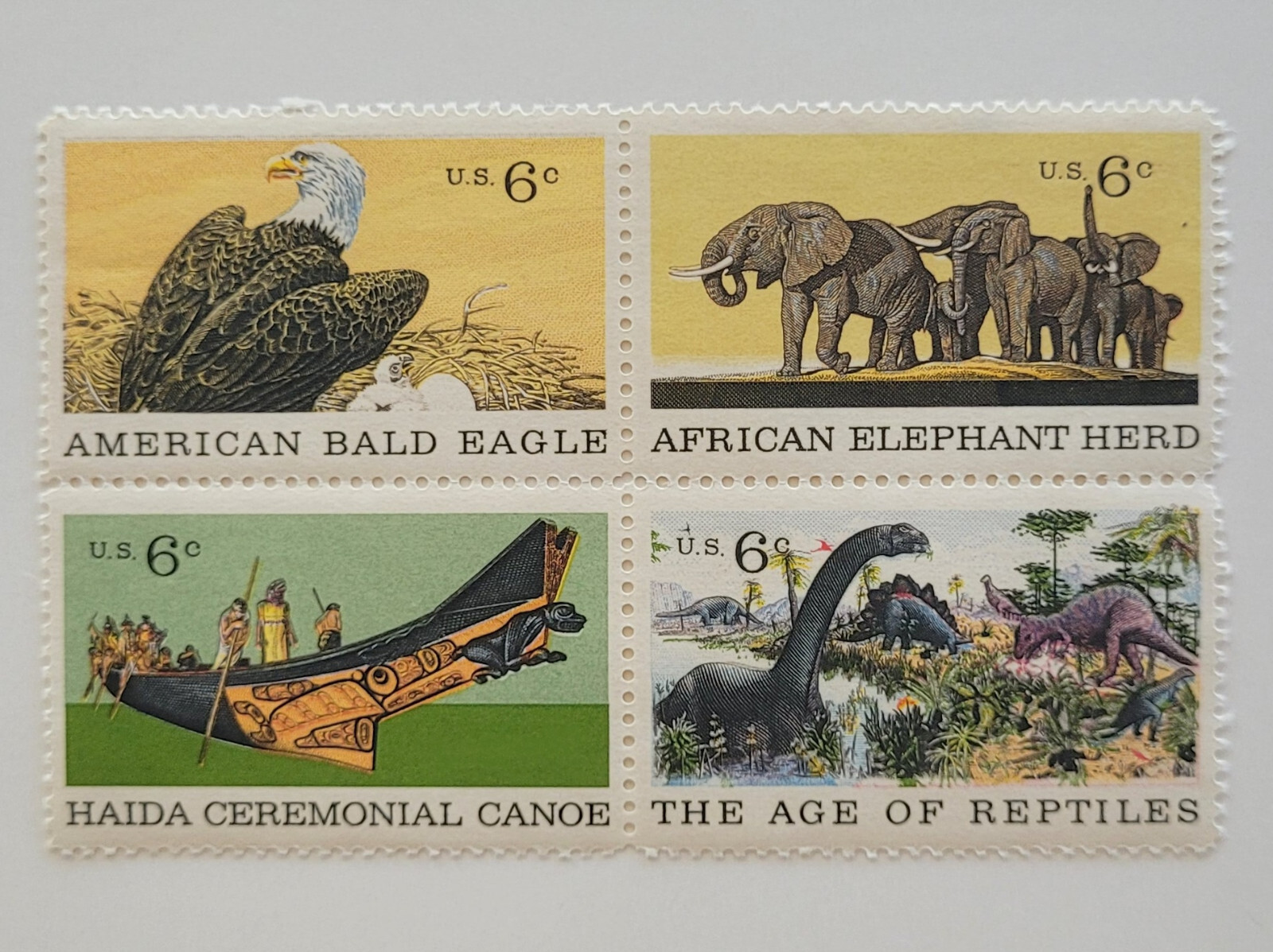 1970 Natural History 6c Block of 4 US Postage Stamps Scott #1387-1390 OG MNH