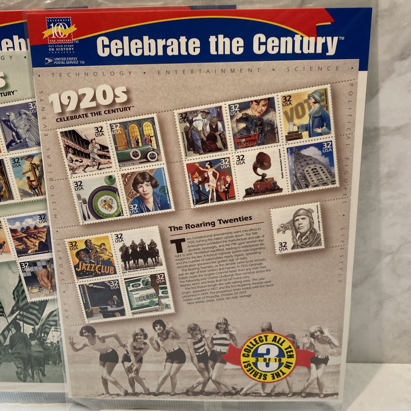 NEW CELEBRATE THE CENTURY 1900-1990. Complete 10 Sheet Set US Stamps USA GC2