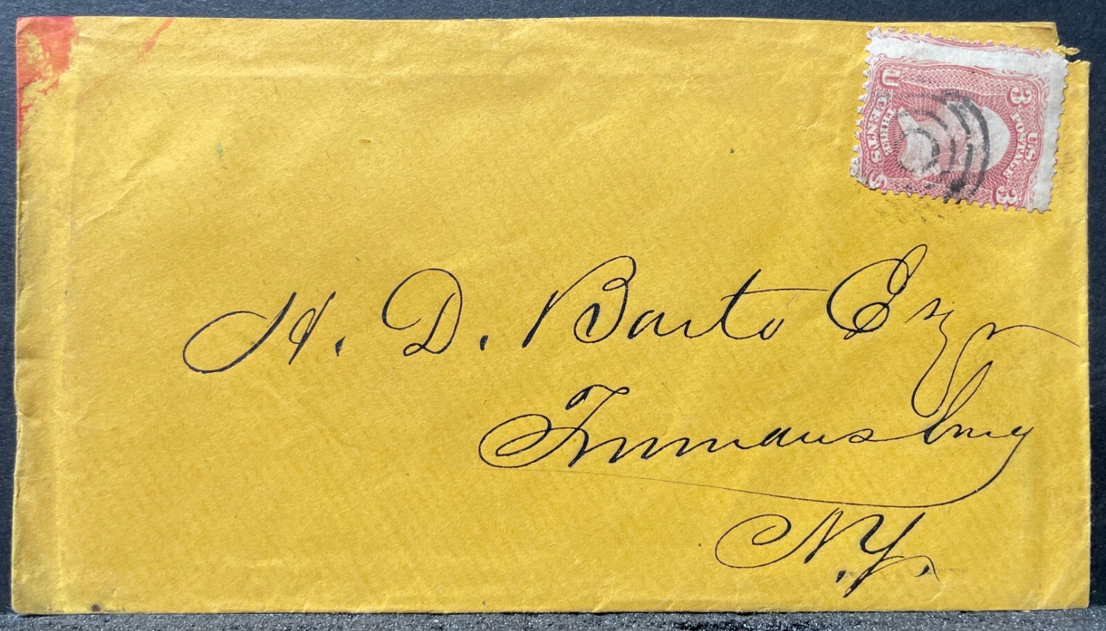 Vintage Circa 1860s Envelope w Cancelled Scott #88 3 Cent Washington Stamp